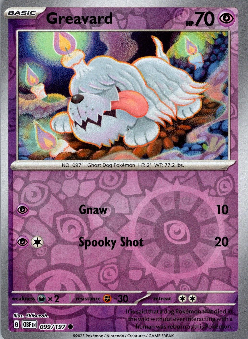 Greavard [Reverse Holo] #99 Prijzen | Pokemon Obsidian Flames | Pokemon ...