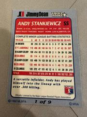 Back | Andy Stankiewicz Baseball Cards 1992 Jimmy Dean Rookie Stars