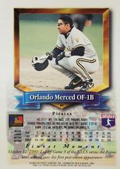 Rear | Orlando Merced Baseball Cards 1994 Topps Traded Finest Inserts