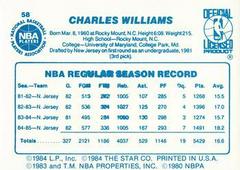 Back Side | Buck Williams Basketball Cards 1986 Star