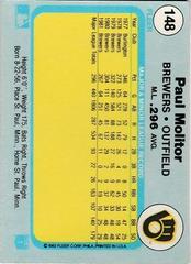 Back Of Card | Paul Molitor Baseball Cards 1982 Fleer