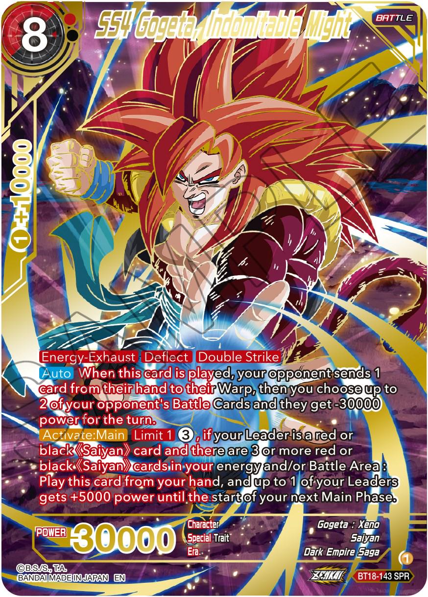 SS4 Gogeta, Indomitable Might [SPR] BT18-143 Dragon Ball Super Dawn of the Z-Legends