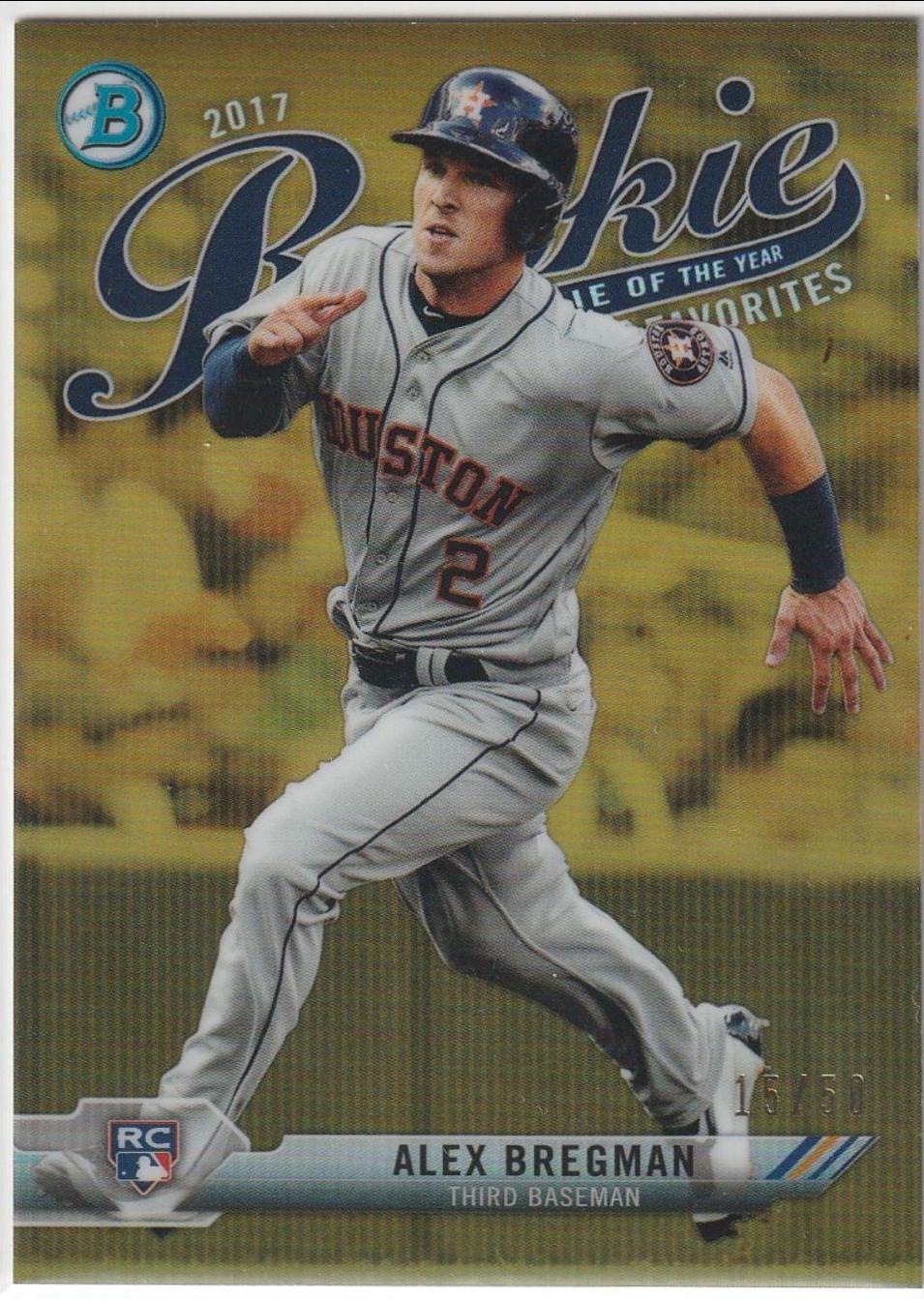 Alex Bregman [Gold] #ROYF-3 Baseball Cards 2017 Bowman Rookie of the Year Favorites