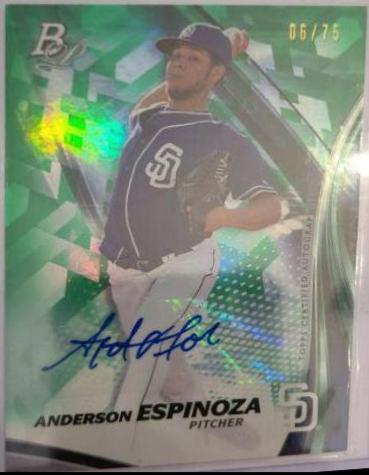 Anderson Espinoza [Green] #TPA-AE Baseball Cards 2017 Bowman Platinum Top Prospects Autographs