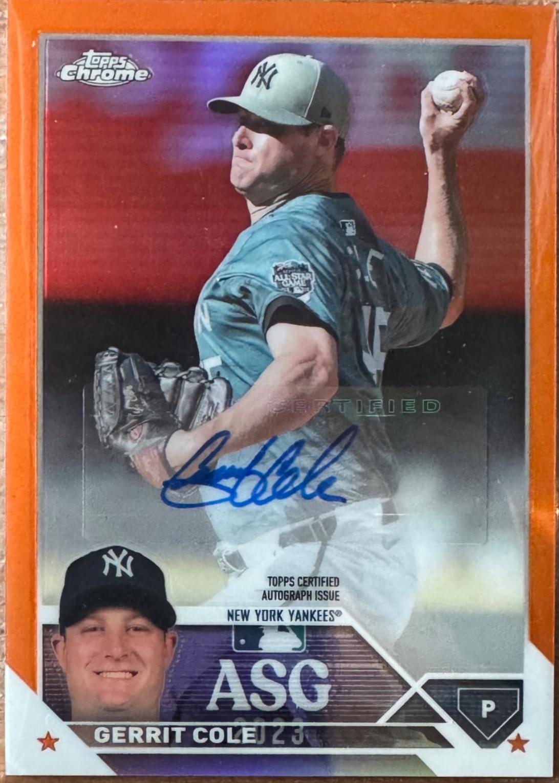 Gerrit Cole [Orange] #ASGA-GC Baseball Cards 2023 Topps Chrome Update All Star Game Autographs