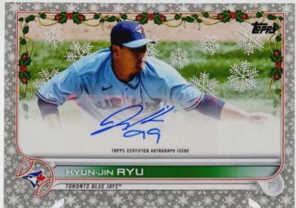 Hyun Jin Ryu [Silver Metallic] #WHA-HRU Baseball Cards 2022 Topps Holiday Autographs