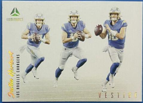 Justin Herbert #VST-JHE Football Cards 2022 Panini Luminance Vestige