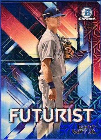 Bobby Witt Jr. [Blue Refractor Mega Box Mojo] #FUT-BW Baseball Cards 2021 Bowman Chrome Futurist