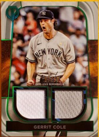 Gerrit Cole [Green] #DR-GC Baseball Cards 2022 Topps Tribute Dual Relics