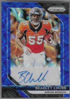 Bradley Chubb [Blue Scope Prizm] #4 Football Cards 2018 Panini Prizm Rookie Autographs