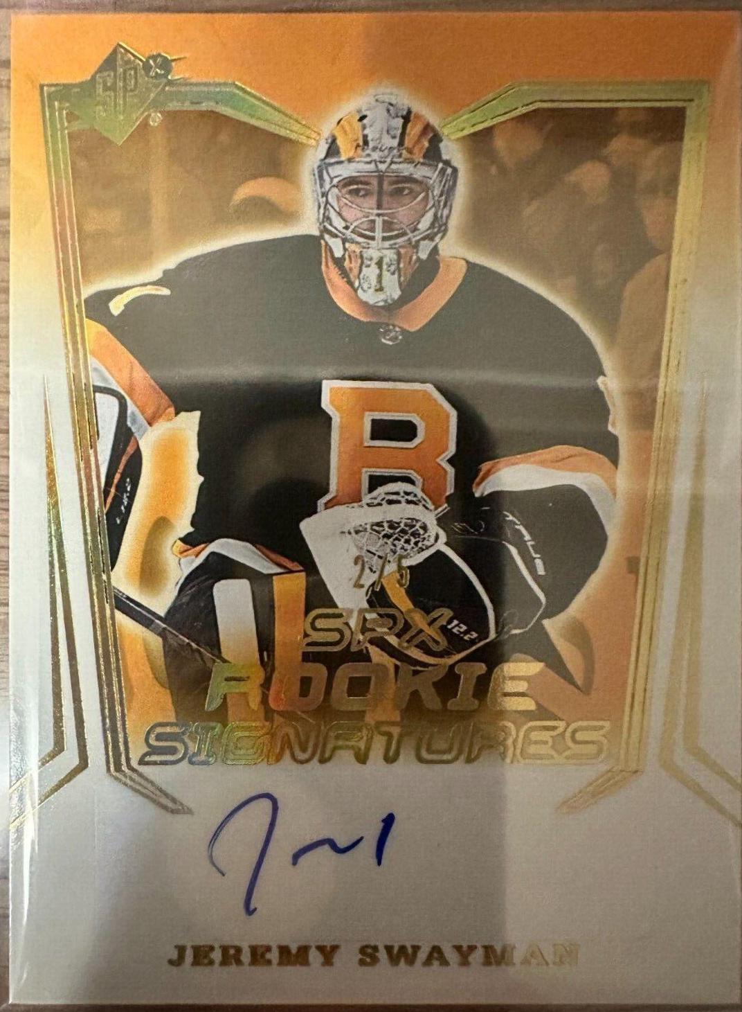 Jeremy Swayman [Gold] #SPXR-JS Hockey Cards 2021 SPx Rookie Signatures