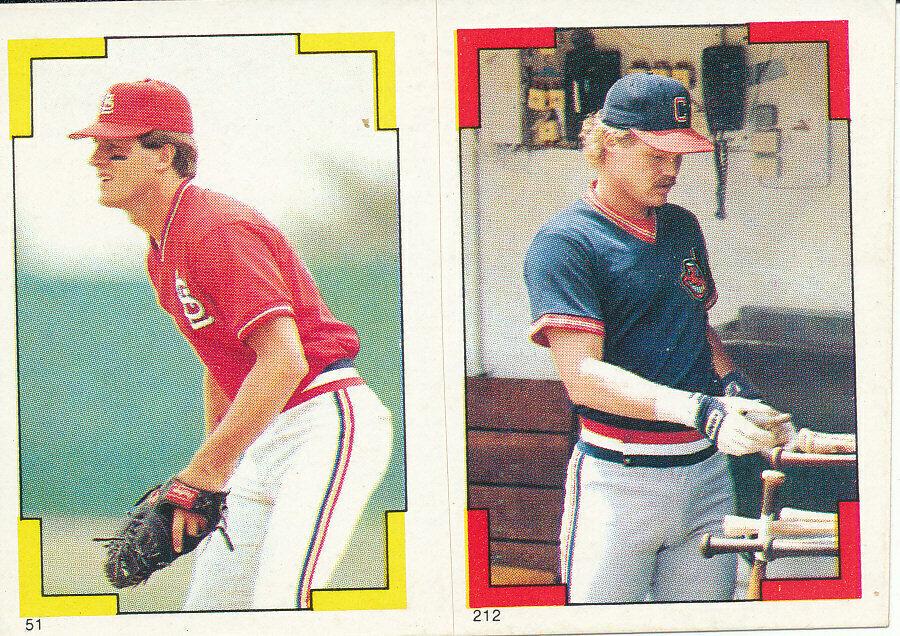 Andy Van Slyke, Pat Tabler Baseball Cards 1986 Topps Stickers