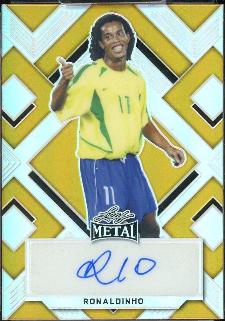 Ronaldinho [Prismatic Gold] #BA-R2 Soccer Cards 2022 Leaf Metal Autographs