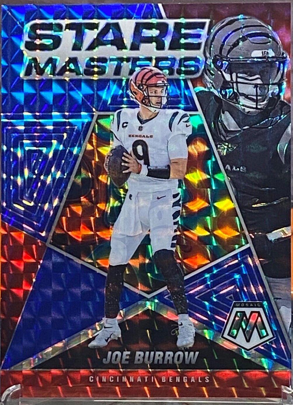 Joe Burrow [Blue] #SM-4 Football Cards 2022 Panini Mosaic Stare Masters