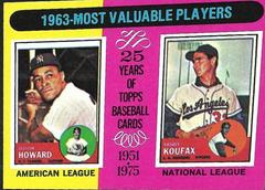 1963 MVP's [E. Howard, S. Koufax] #201 Baseball Cards 1975 Topps Mini Prices