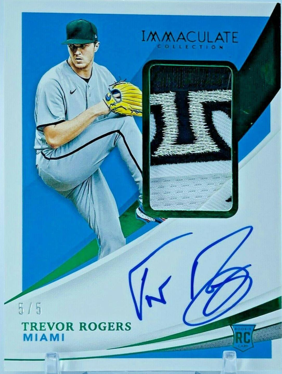 Trevor Rogers [Patch Autograph Green] #158 Baseball Cards 2021 Panini Immaculate Collection