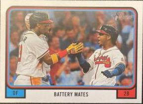 Ozzie Albies, Ronald Acuna Jr. #CC-6 Baseball Cards 2022 Topps Heritage Combo Cards