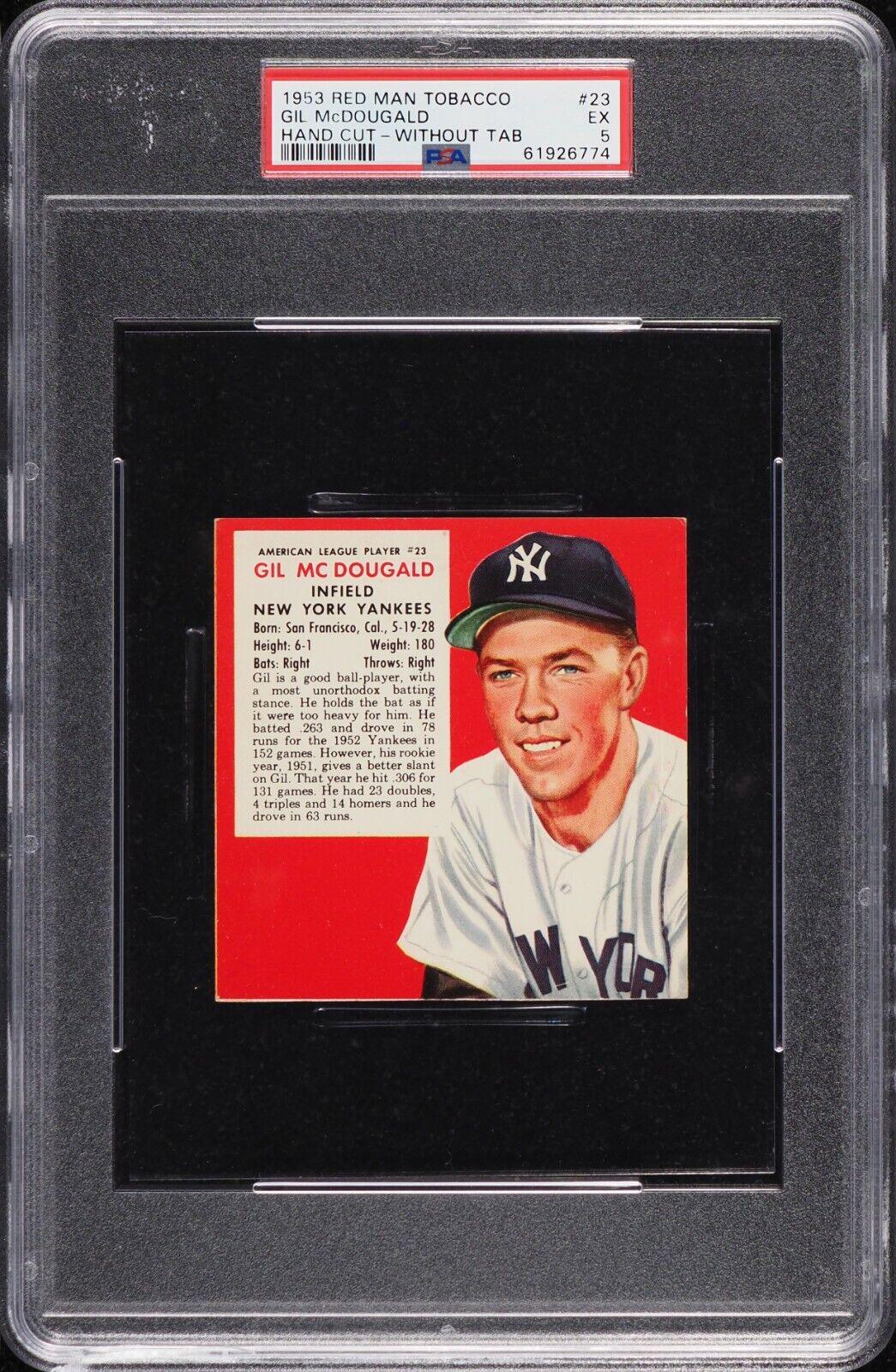 Gil McDougald [Hand Cut Without Tab] #23 Baseball Cards 1953 Red Man Tobacco