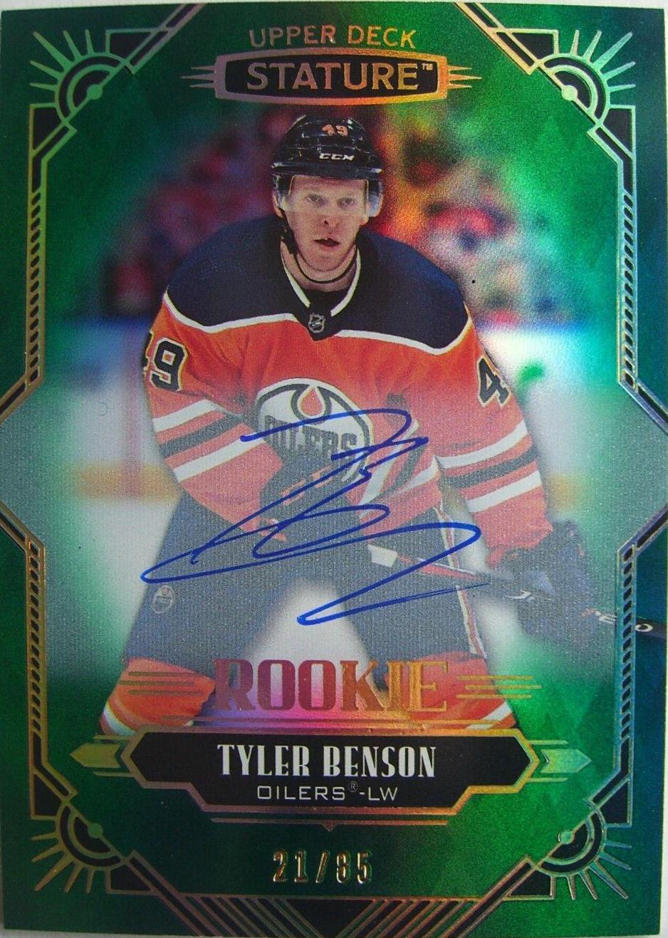 Tyler Benson [Green Autograph] #185 Hockey Cards 2020 Upper Deck Stature