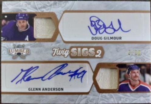 Doug Gilmour, Glenn Anderson [Platinum] #TS2-07 Hockey Cards 2021 Leaf Lumber Twig Sigs 2