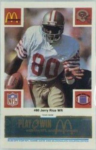 Jerry Rice [Blue] #80 Football Cards 1986 McDonald's 49ers