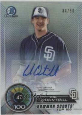 Cal Quantrill [Autograph Refractor] #BTP-47 Baseball Cards 2018 Bowman Scouts' Top 100