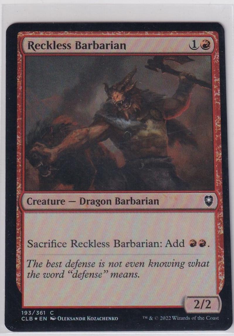 Reckless Barbarian [Foil] #193 Magic Commander Legends: Battle for Baldur's Gate