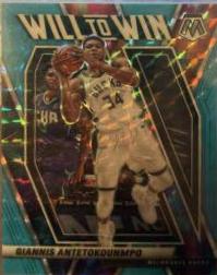 Giannis Antetokounmpo [Blue Fluorescent] #15 Basketball Cards 2020 Panini Mosaic Will to Win