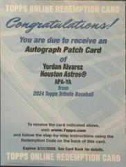 Yordan Alvarez #APA-YA Baseball Cards 2024 Topps Tribute Patch Autograph Prices