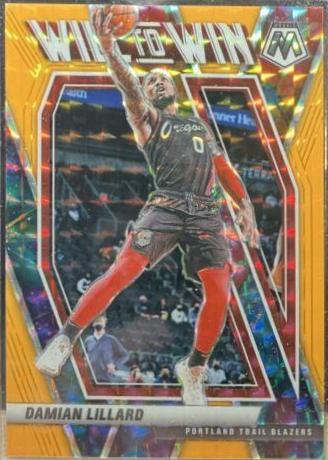 Damian Lillard [Orange Flourescent] #2 Basketball Cards 2020 Panini Mosaic Will to Win