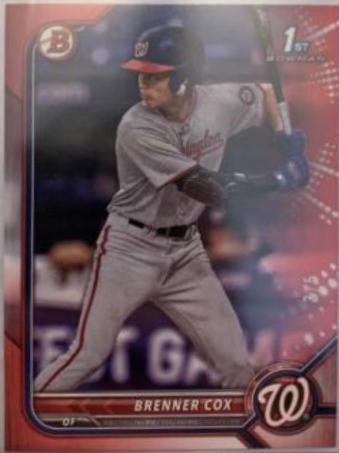 Brenner Cox [Red] #BD-196 Baseball Cards 2022 Bowman Draft