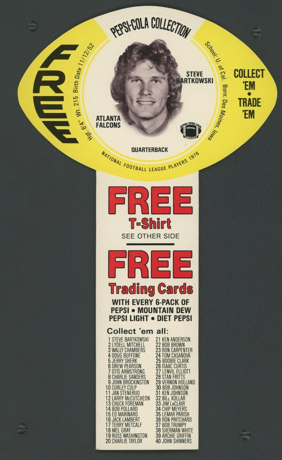 Steve Bartkowski #1 Football Cards 1976 Pepsi Discs