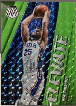 Ben Simmons [Green Fluorescent] #22 Basketball Cards 2020 Panini Mosaic Elevate