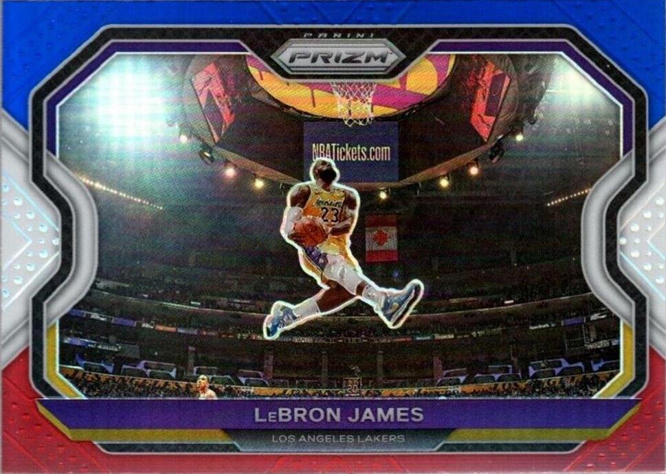 2024 2020-2021 Panini Prizm Lebron James Red White Blue PSA 8