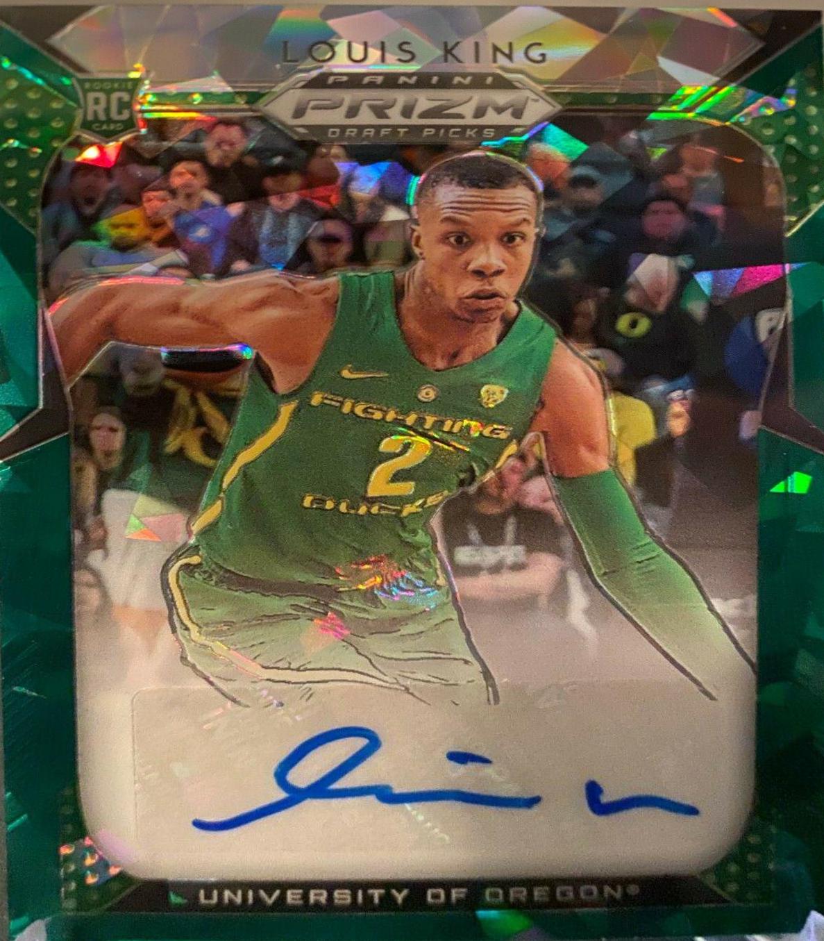 Louis King [Green Ice Prizm] #102 Basketball Cards 2019 Panini Prizm Draft Picks Autographs