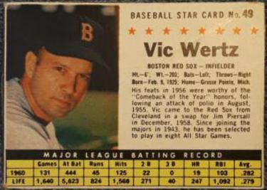 Vic Wertz [Hand Cut] #49 Baseball Cards 1961 Post Cereal