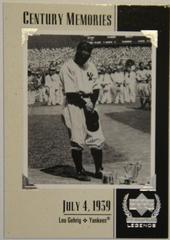 Lou Gehrig [Century Memories] #124 Baseball Cards 1999 Upper Deck Century Legends Prices