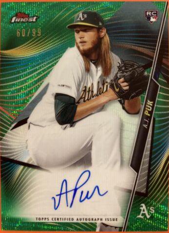 A.J. Puk [Green Wave Refractor] #FA-AP Baseball Cards 2020 Topps Finest Autographs