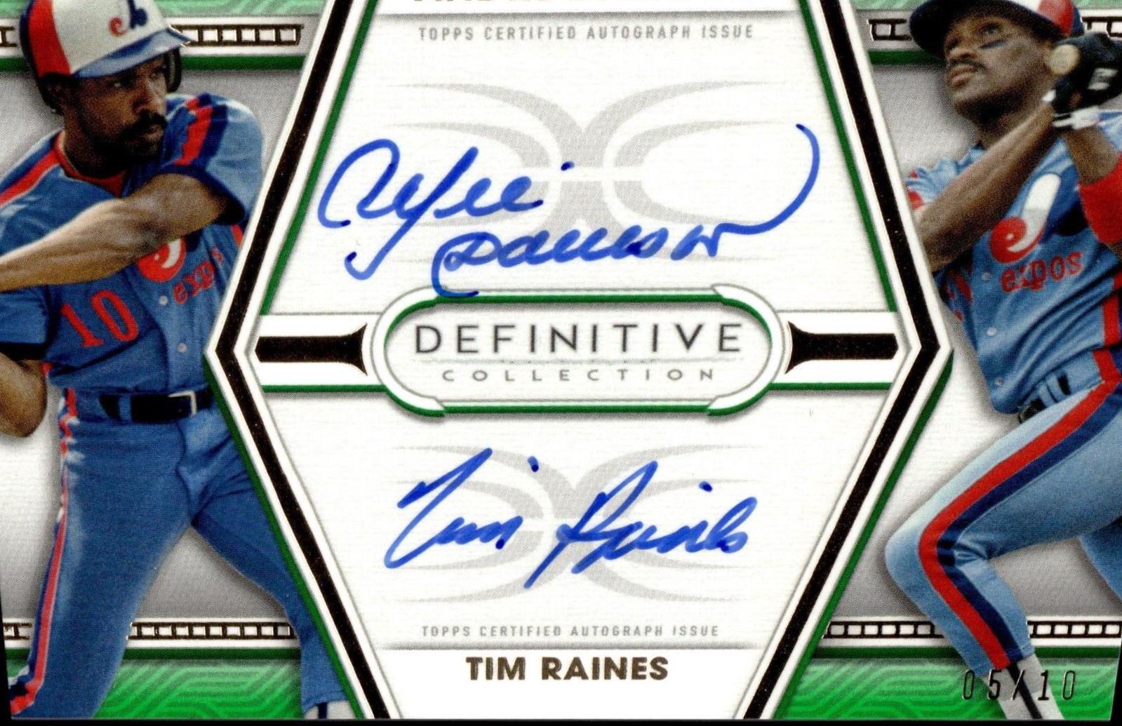 Tim Raines, Andre Dawson [Green] #DAC-DRA Baseball Cards 2022 Topps Definitive Dual Autograph Collection