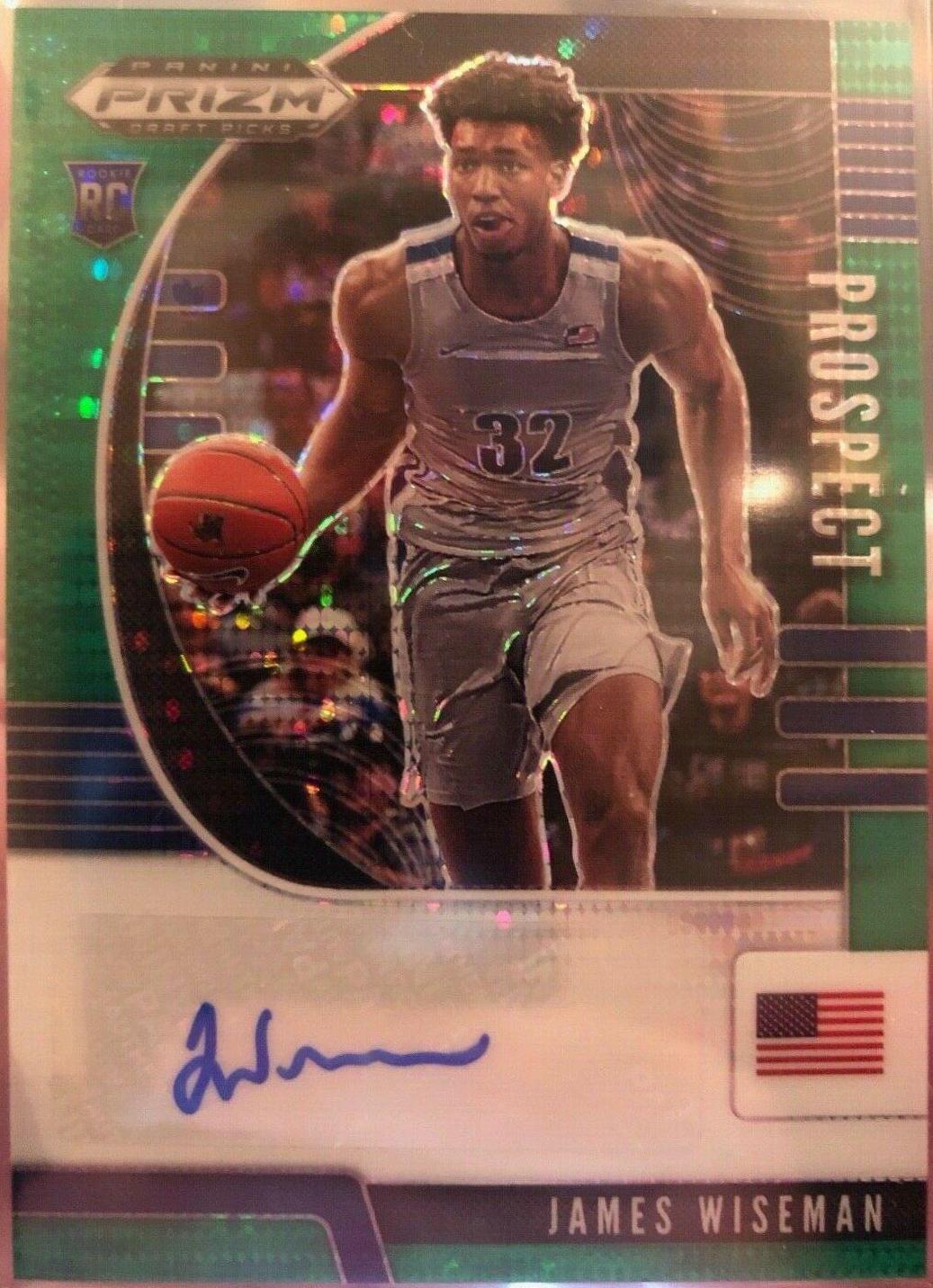 James Wiseman [Green Pulsar] Basketball Cards 2020 Panini Prizm Draft Picks Autographs