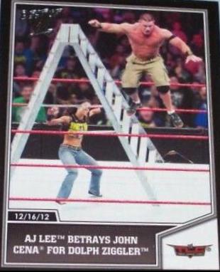 AJ Lee Betrays John Cena for Dolph Ziggler [Silver] #69 Wrestling Cards 2013 Topps Best of WWE