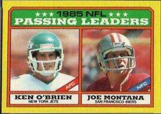 Passing Leaders [K.O'Brien, J.Montana] #225 Football Cards 1986 Topps