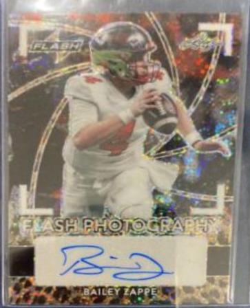 Bailey Zappe [Kaleidoscope Leopard] #FP-BZ1 Football Cards 2022 Leaf Flash Photography Autographs