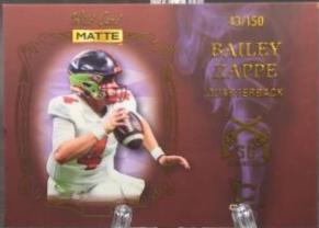 Bailey Zappe [Black Red] #SG-1 Football Cards 2022 Wild Card Matte Smoking Guns