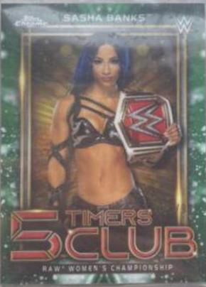 Sasha Banks [Green Refractor] #5T-14 Wrestling Cards 2021 Topps Chrome WWE 5 Timers Club