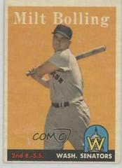 Milt Bolling [Photo Lou Berberet] #188 Baseball Cards 1958 Topps Prices