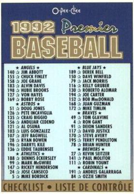 Checklist #3 Baseball Cards 1992 O Pee Chee Premier