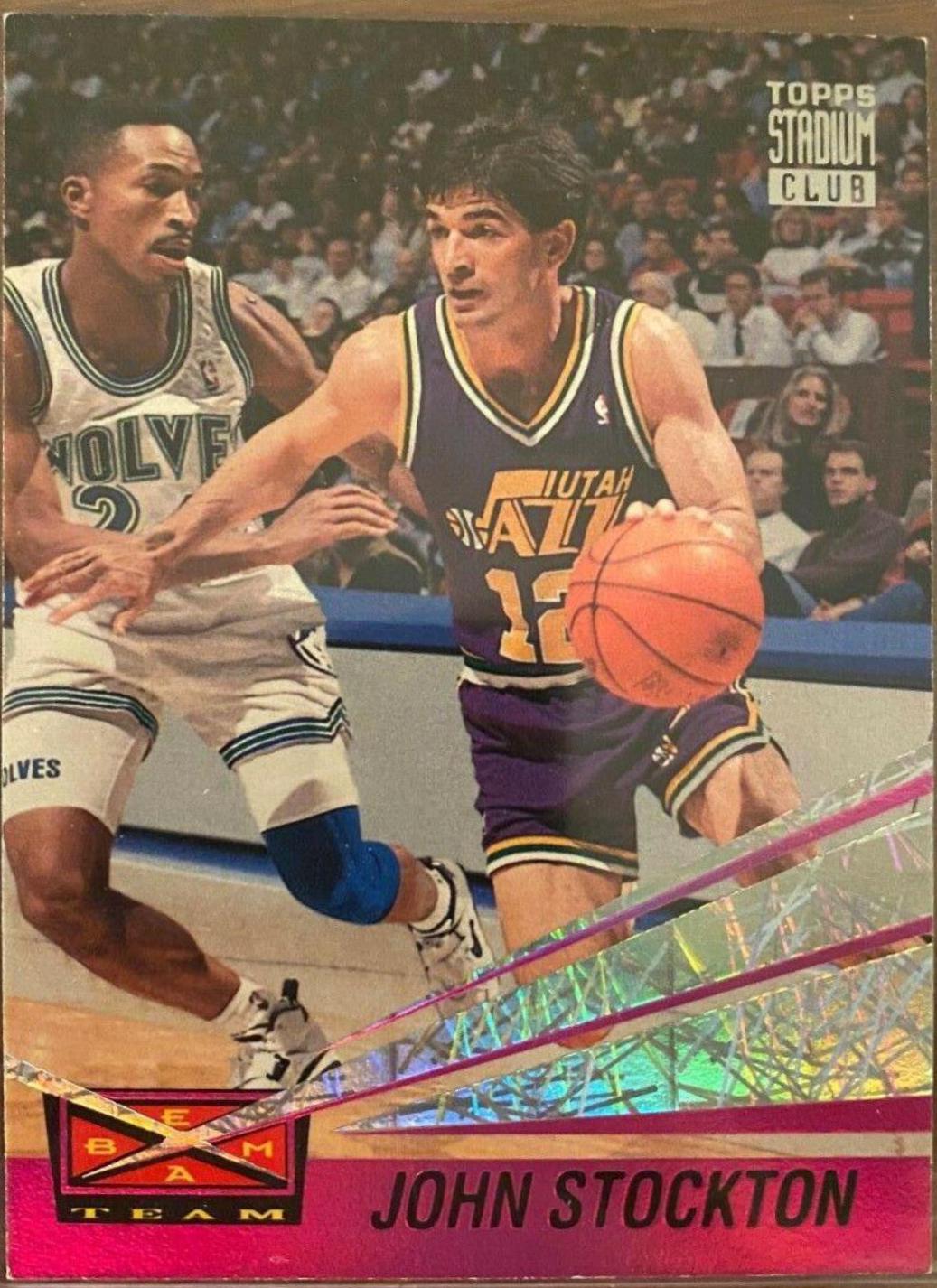 John Stockton #19 Basketball Cards 1993 Stadium Club Beam Team