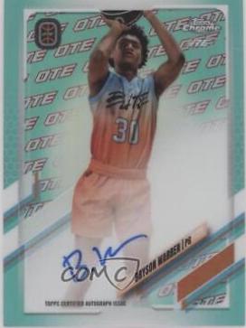 Bryson Warren [Aqua, Red OTE Refractor] #CA-BW1 Basketball Cards 2021 Topps Chrome OTE Overtime Elite Autographs