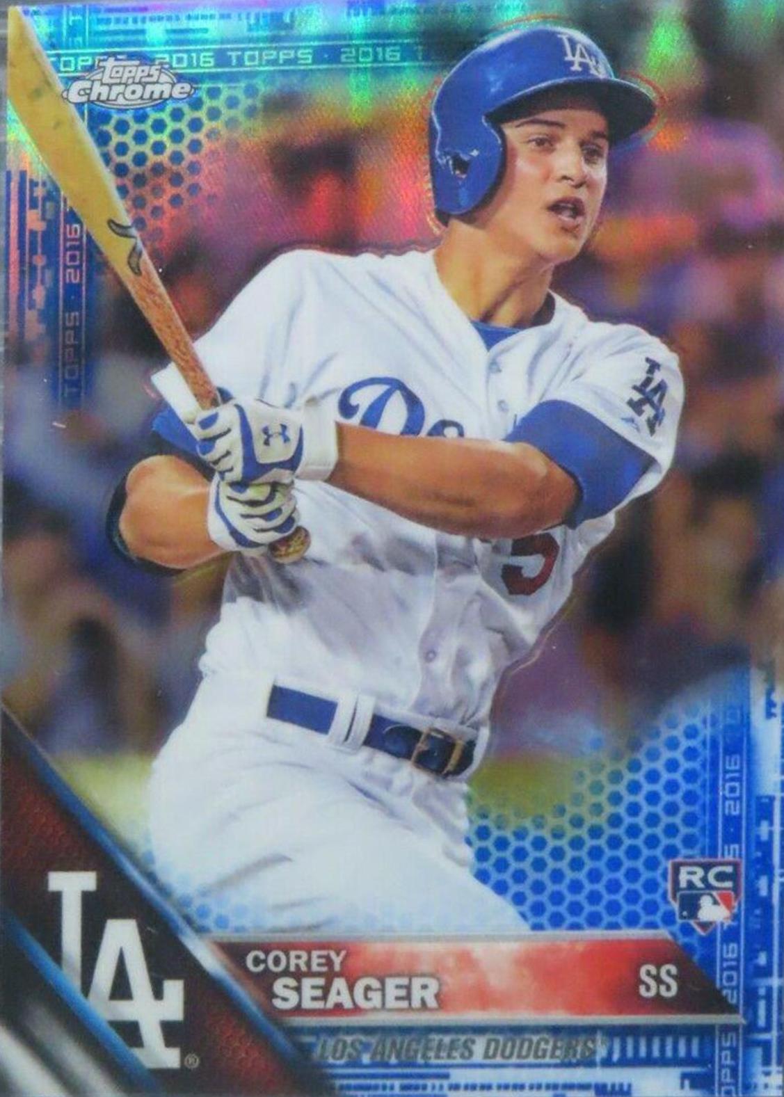 Corey Seager [Blue Refractor] #150 Baseball Cards 2016 Topps Chrome